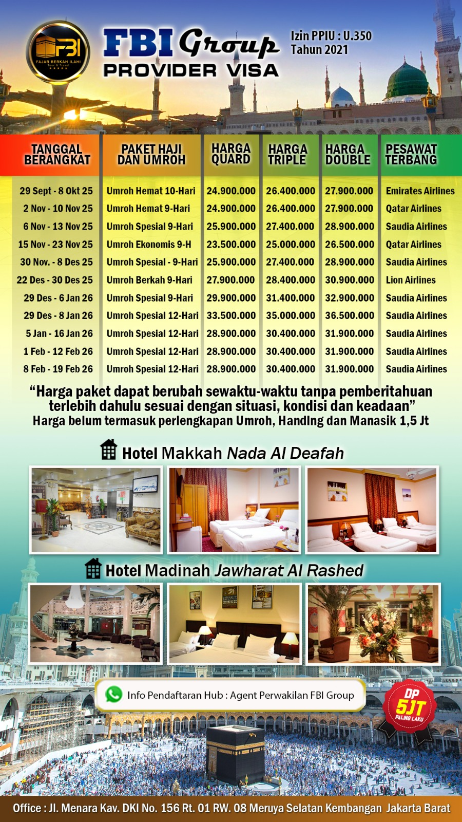 HARGA SEMUA UMROH FBI GROUP